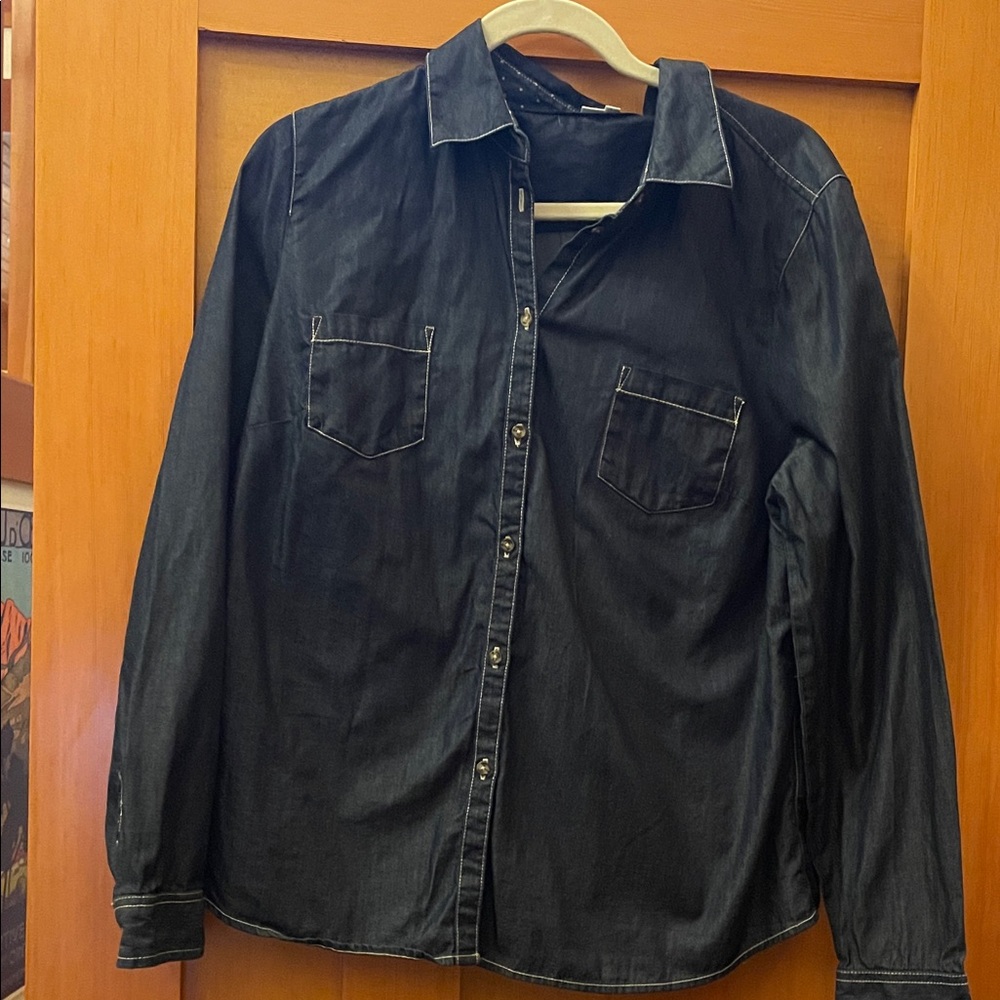 Boden Dark Denim Button-Up Blouse
